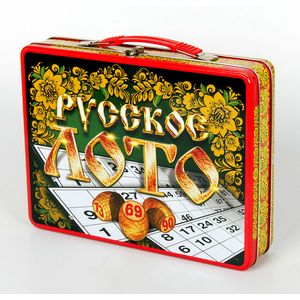 Русское лото в жестяном чемоданчике 'Русские узоры'