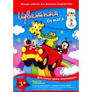 Цветная односторонняя бумага 'Зверята на авто'
