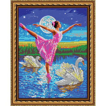 «Светлица» набор для вышивания бисером №295 «Лебединое озеро» бисер Чехия 24x30см