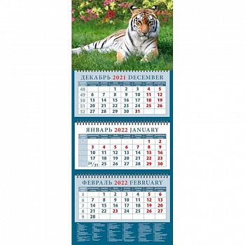 Календарь квартальный на 2022 год 'Год тигра. Сила и грация' (14202)