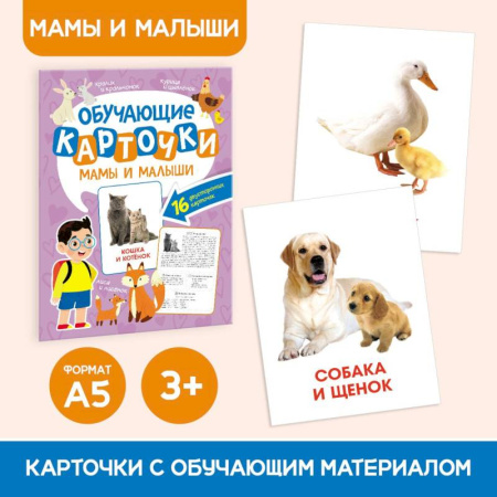 Книги для дошкольников (4-6 лет), книга Мамы и малыши.16 двусторонних карточек купить по скидке