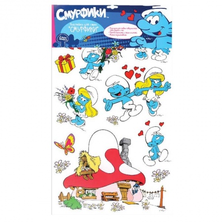 Книги, книга Наклейки для стен.Двойная. Смурфики купить по скидке