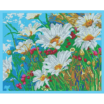 'Ромашки' 38x30см набор на атласе для вышивания чешским бисером 'Вышивочка' ВЛ-028П